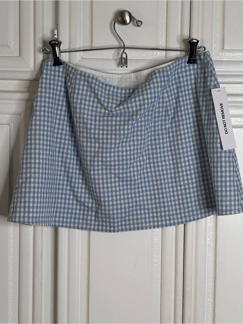 Princess Polly Blue & White Gingham Mini Skirt sz 8 NWT